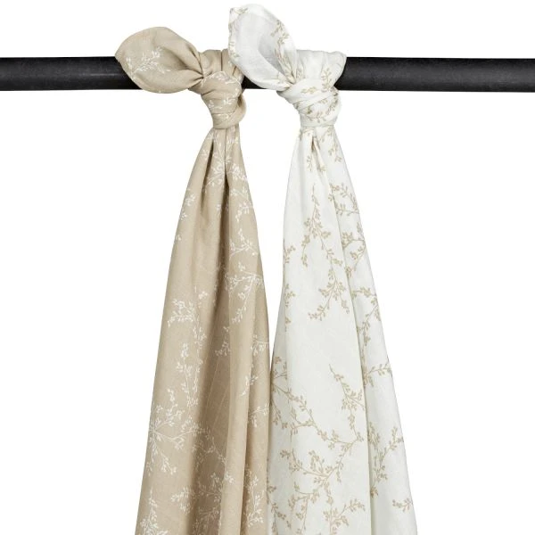 Meyco Branches Swaddle Sand 2 Stuks 1 Meyco Branches Swaddle Sand 2 Stuks