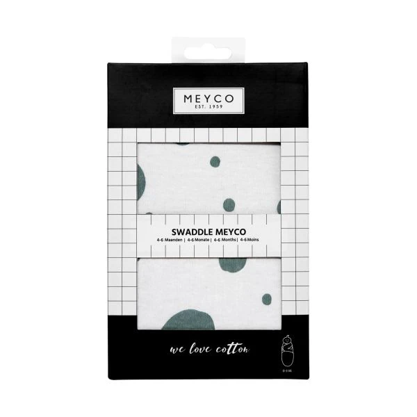 Meyco Dots Swaddle Inbakerdoek Stone Green 4-6 Mnd - Afbeelding 3