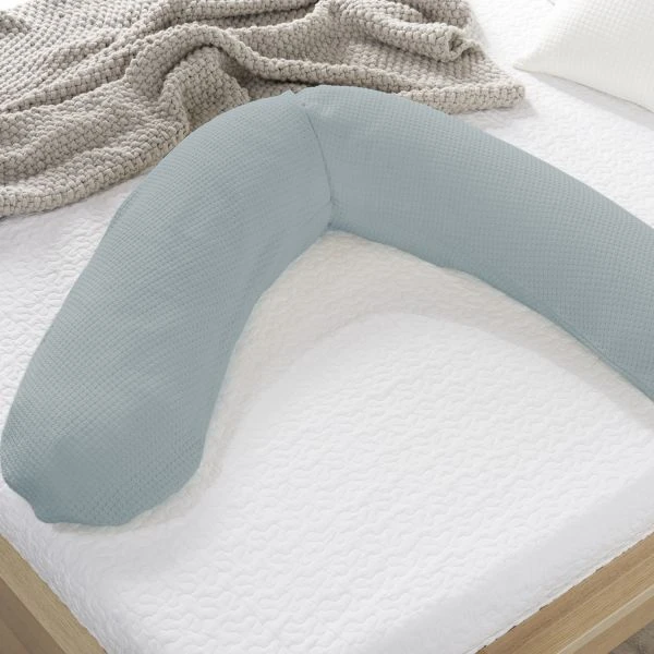 Theraline Gebreid Katoen Voedingskussenhoes Nevel Blauw 2 Theraline Gebreid Katoen Voedingskussenhoes Nevel Blauw - Afbeelding 2